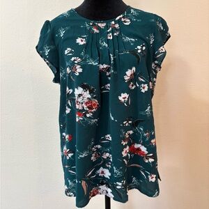 Fun 2 Fun Dark Teal Floral Blouse
